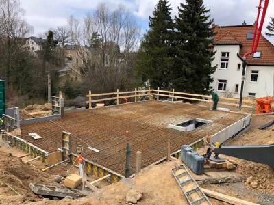 Vorbereitung Betoneinbau für Bodenplatte und Kellerdecke